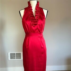 Taylor Red Halter Sheath Cocktail Dress